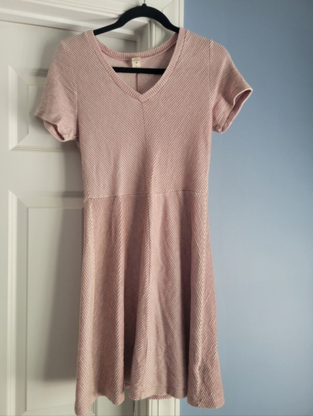 Lazy Sundays Pink Ribbed Knit Fit & Flare Midi Dress Size M
